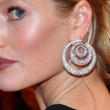 Load image into Gallery viewer, Sweet circle earrings to wear to your next party. Material: Cubic zirconia. Metals type: Copper. Earring type: Drop earrings. Free shipping. 
