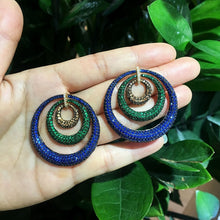 Load image into Gallery viewer, Sweet circle earrings to wear to your next party. Material: Cubic zirconia. Metals type: Copper. Earring type: Drop earrings. Free shipping. 
