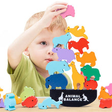 Load image into Gallery viewer, Montessori Wooden Animal Balance Blocks
