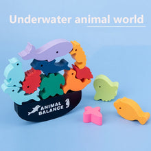 Load image into Gallery viewer, Montessori Wooden Animal Balance Blocks
