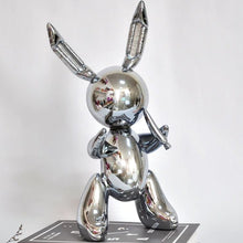 Load image into Gallery viewer, Fantastic silver bunny sculpture from Europe. Great gift for an art lover or yourself. Material: Resin. Size: 9.8 inches (25 cm) or 13.7 inches (35 cm). Free shi
