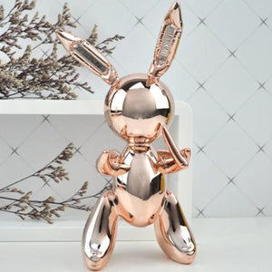 Fantastic rose gold balloon bunny sculpture from Europe. Great gift for an art lover or yourself. Material: Resin. Size: 9.8 inches (25 cm) or 13.7 inches (35 cm). Free shipping.