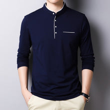 Load image into Gallery viewer, Solid blue long sleeve shirt with pocket to wear to the office. Sleeve Length: Full. Type: Slim. Pattern Type: Solid. Material: Cotton. 
