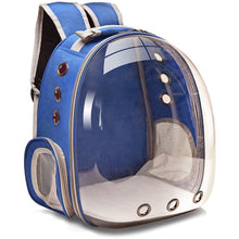 Load image into Gallery viewer, This blue pet backpack is create to bring along your pet. This travel pet carrier is for cats and small dogs. Weight: 11-14.3 pounds ( 5-6.5kg). Material: Plastic. Feature: Breathable. Size: 12.2 x 16.5 x 11 inches Deep (31 x 42 x 28 cm Deep). Free shipping.
