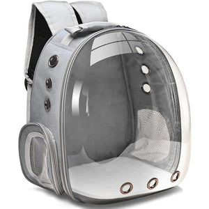 This grey pet backpack is create to bring along your pet. This travel pet carrier is for cats and small dogs. Weight: 11-14.3 pounds ( 5-6.5kg). Material: Plastic. Feature: Breathable. Size: 12.2 x 16.5 x 11 inches Deep (31 x 42 x 28 cm Deep). Free shipping.