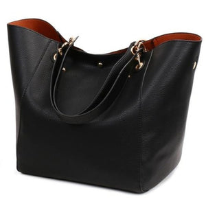 This beautiful large large capacity black  leather handbag is perfect for everyday use. Closure Type: Hasp. Hardness: Soft. Lining Material: Synthetic Leather. Number of Handles/Straps: Two. Interior: Interior Compartment, Zipper Pocket, Slot Pocket, Cell Phone Pocket. Size: 11.81 x 1.97 x 7.87 inches (0cm x 5cm x 20cm). Free shipping.
