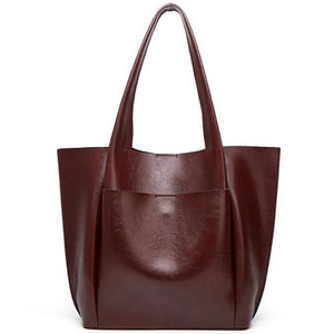 Dark brown designer shoulder bag for you to take anywhere you go. Perfect for work. The leather shoulder bag even has a cell phone pocket. Main Material: PU Leather. Closure Type: Hasp. Bag size: 12.9" H x 11.8" W x 4.72"D  (33 cm H x 30 cm D x 12 cm D). Strap size: 12.9 inches H (33cm H). Free shipping. 