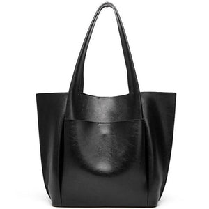 Black leather designer shoulder bag for you to take anywhere you go. Perfect for work. The leather shoulder bag even has a cell phone pocket. Main Material: PU Leather. Closure Type: Hasp. Bag size: 12.9" H x 11.8" W x 4.72"D  (33 cm H x 30 cm D x 12 cm D). Strap size: 12.9 inches H (33cm H). Free shipping. 