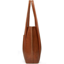 Load image into Gallery viewer, Large capacity brown leather shoulder bag for you to take anywhere you go. Perfect for work. The leather shoulder bag even has a cell phone pocket. Main Material: PU Leather. Closure Type: Hasp. Bag size: 12.9&quot; H x 11.8&quot; W x 4.72&quot;D  (33 cm H x 30 cm D x 12 cm D). Strap size: 12.9 inches H (33cm H). Free shipping. 
