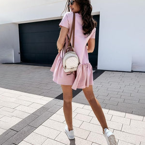 Ruffled Plain Mini Dress | Multiple Colors