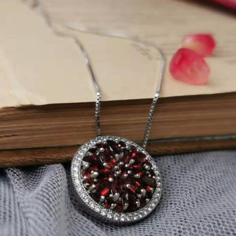 Red Garnet Pendant Necklace