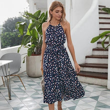 Load image into Gallery viewer, Super cute summer dress just for you! Neckline: Halter. Sleeve Style: Strapless. Decoration: Lace-Up. Dresses Length: Ankle-Length. Material: Polyester. Silhouette: Asymmetrical. Waistline: Empire.
