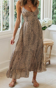 Elegant Backless Leopard Dress