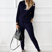 Load image into Gallery viewer, Blue sweatshirt and pants just for you. Pant Length: Full Length. Material: Acetate, Acrylic, Microfiber. Material Composition: Natural fiber
