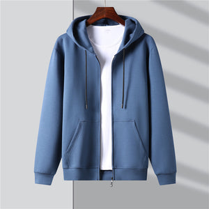 Summer blue hoodie sweatshirt for men. This hoodie comes in blue, grey and black. Sleeve Length: Full. Material: Cotton, Polyester and Spandex. Collar: Hooded. Closure Type: zipper. Thickness: Standard. Size S-3XL. Free shipping. 
