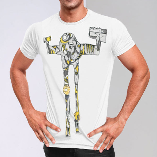 Super cool new robot streetwear tee designed by JG and only available at Ace Shopping Club. Material: Cotton | Polyester (170g/㎡). Round neck design. Please take the size table data for reference before placing an order. (Product measurements may vary by up to 2