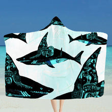 Load image into Gallery viewer, This Hooded Blanket is a perfect item to bring to the beach. With Arctic Velvet lining, this blanket is soft and skin-friendly, as well as keeps you warm. Material: Arctic velvet with beige lining. Free Shipping.
